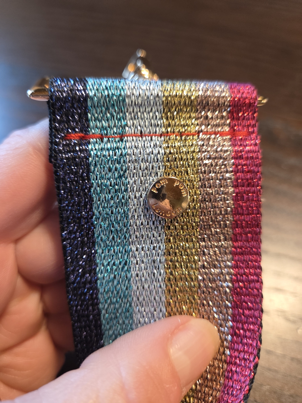 Pom Pom London Rainbow Glitter Replacement Crossbody Bag Strap Gold Hardware - Picture 4 of 4
